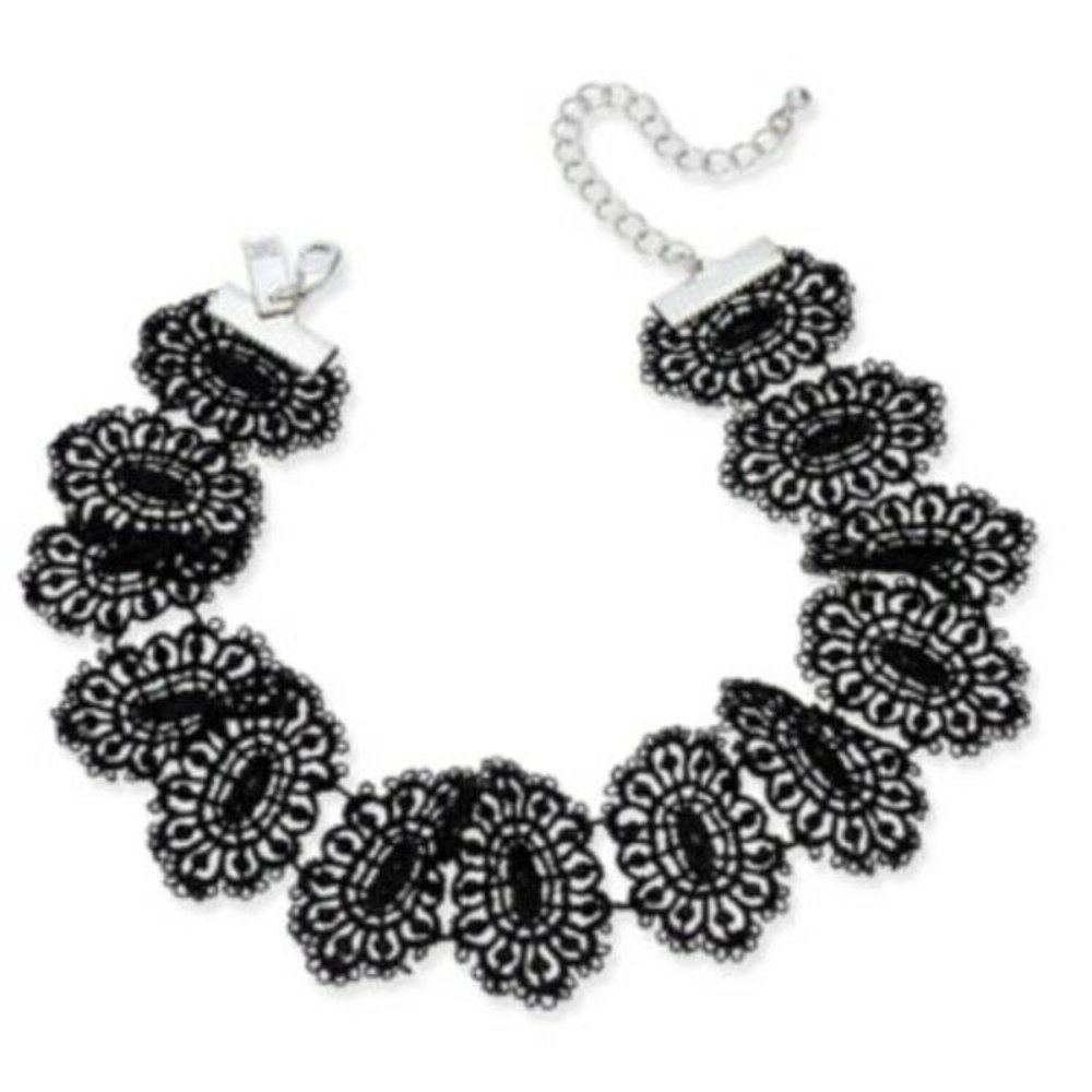 Inc International Concepts Silver-Tone Black Lace